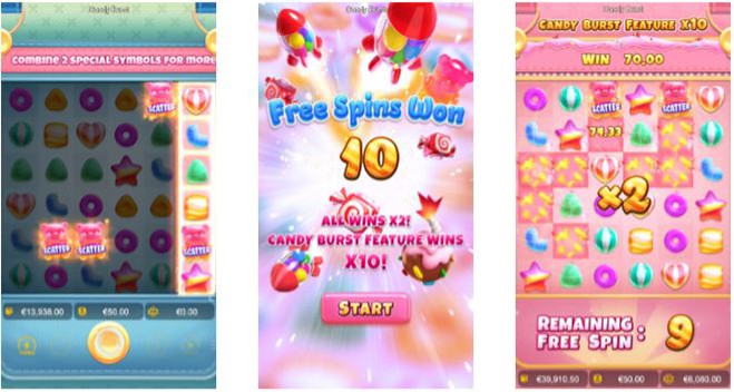 Candy Burst รีวิวเกมสล็อตแคนดี้เบิร์ส เกมลูกกวาดหลากสีจาก SBOBET